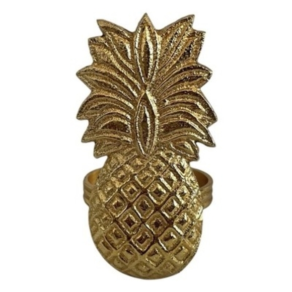 Unique Vintage Other - Gold Pineapple Metal Napkin Ring Holders Set of 9 New Wedding Dinner Decor NIP